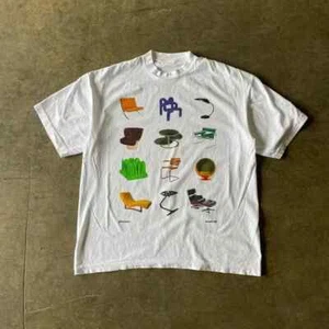 Retro Medieval Chair Pattern Printed T-shirt Oversized Top 2023 New Harajuku Loo - Picture 1 of 3