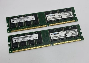2GB Kit (2 x 1GB) Micron MT16VDDT12864AY-40BF2 PC3200U DDR1 Computer Memory RAM - Picture 1 of 4