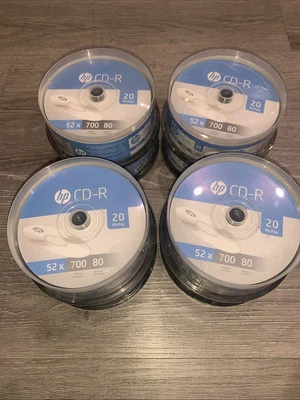 HP 20pk 52x 700 MB / 80 Mins CD-R Spindle Blank CDs New Sealed Genuine 160 Total - Image 1 of 3
