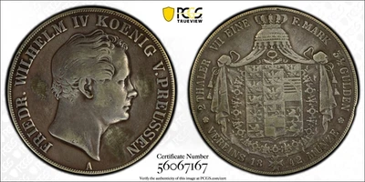 1842-A Prussia German States 2 Thaler, Frederick Wilhelm IV - PCGS VF Detail Foto 1 de 3