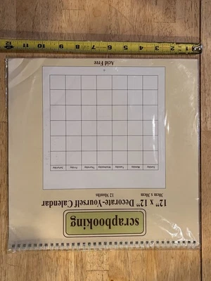 Scrapbooking - 12” X 12” - Decorate-Yourself Calendar - 12 Months - Any Year - Image 1 of 2