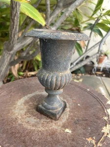 Vintage Black Cast Iron Urn Planter 8” H Great Patina . - Picture 1 of 12
