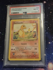 PSA 8 Base Set Unlimited Charmander 46/102 Pokemon Cards 1999 - Picture 1 of 2