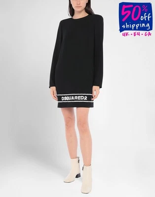 RRP€895 DSQUARED2 Shift Dress IT40 US4 UK8 S Embroidered Logo Made in Italy - Image 1 of 4