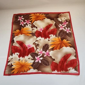 Vintage Adrienne Vittadini Silk Floral Scarf 21" x 21" Square Brown Red Pink - Picture 1 of 7