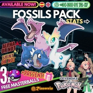 Pack Fossils Shiny Alpha or Not Pokemon ZA Legends + 3 Free Masterballs - Picture 1 of 12