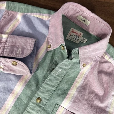 J. Crew OCBD Broken In Oxford Button Down Fun Shirt Multicolor XS Organic Slim - Image 1 of 4