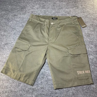 Pantalones Cortos Carga TRUE RELIGION Hombres 32 Bolsillos Utilitarios con Solapa Verde Kalamata Nuevos con Etiquetas 700247 Foto 1 de 4