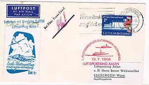 1958. Luxemburgo a Alemania. Sobre circulado con sello y tema planeadores - Imagen 1 de 1