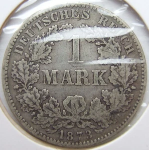 Coin Deutsches Reich Kaiserreich Silver 1 Mark 1873 F In Almost Very Fine - Picture 1 of 2