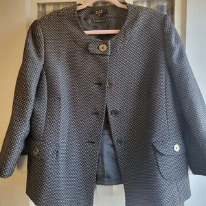 Alex Marie Button Closure Blazer Womens Sz 16 Black / White Career Jacket Classy - Picture 1 of 5