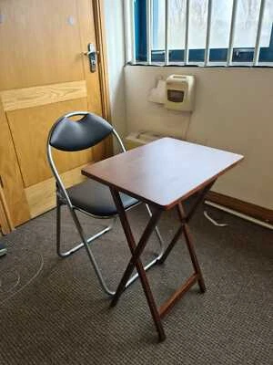 Folding Exam Table + Chair Study Classroom  laptop computer Home Work Adult Desk - Image 1 of 4