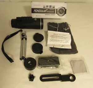 40X60 HD Monocular Telescope with Phone Clip, Tripod, Compass, Cloth Bag, Caps - Picture 1 of 4
