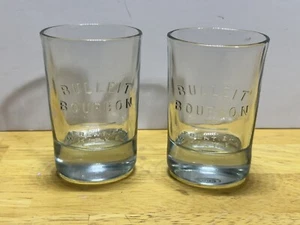 2 BULLEIT BOURBON Frontier Whiskey Glasses Heavy Base 4 1/8" - Picture 1 of 6
