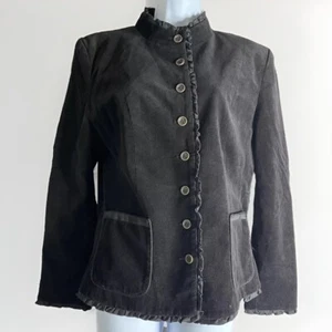 Dressbarn Damen Jacke schwarz mit Knopfleiste und Rüschen & Taschen XL Dark Academia - Bild 1 von 10