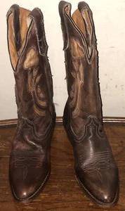 Oak Tree Farms Western Cowboy Women’s Brown Leather Boots Size 6 - Picture 1 of 15