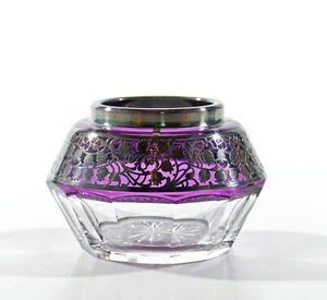 Josephinenhütte klein Vase violett Feinsilber-Auflage Maiglöckchen 5 cm um 1926 - Bild 1 von 11