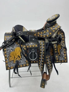 KingSaddle Mexikanischer Leder Pferdesattel / Silla De Montar Estilo Charro - Bild 1 von 4