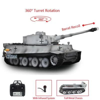 1/16 Henglong 3818 Tiger I IR RTR RC Tank Metal Chassis W/ Plastic Upper Hull - Image 1 of 4
