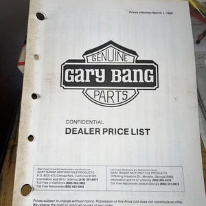 Rare Vintage 1986 Gary Bang Dealer Price List Harley Davidson - Imagen 1 de 2