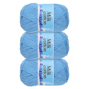 60% Cotton and 40% Acrylic Knitting Yarn-3 Skeins/3×252yards/3×4.23oz/Blue - Picture 1 of 7