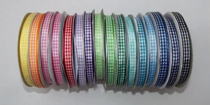 Gingham Check Ribbon 10mm (3/8") wide 2m 5m 10m lengths Lots of Colours - Picture 1 of 18