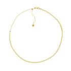 Adjustable Curb Chain Choker Necklace Real 14K Yellow Gold 17"