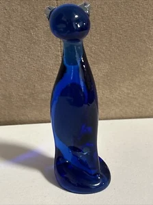 Colbolt Blue Cat Glass Figurine - Picture 1 of 13