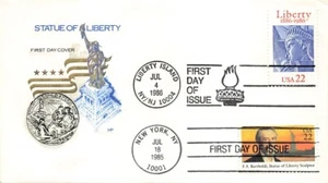 2147 BARTHOLDI & 2224 STATUE OF LIBERTY DUAL FDC - Farnam cachet - Picture 1 of 1