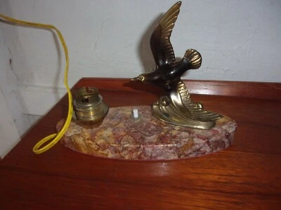 lampe art deco marbre oiseau dore   qui s envole 1930 - Photo 1/4