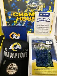 LA Rams 2022 Season Ticket Holder Gift Box Super Bowl Champions Hat SoFi Turf 💥