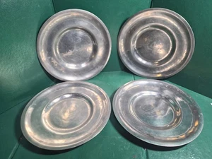 4 Antique Handmade Pewter Plates Signed G.F.B Bason Chapel Hill North Carolina - Picture 1 of 3