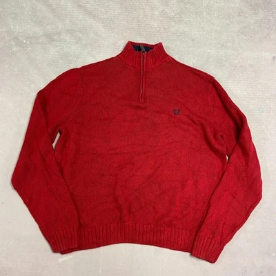 Chaps Knitted Jumper 1/4 Zip Chunky Knit Sweater Men's L - Image 1 of 4