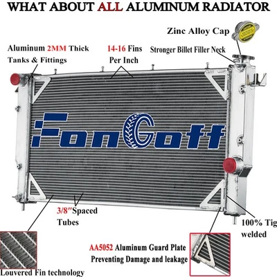 Aluminum 3 Row Radiator Fit 1994~2002 1995 Dodge Ram 2500/3500 5.9L L6 Diesel - Imagem 1 de 4