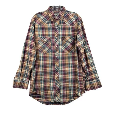 Camisa a Cuadros Lee Western De Colección de Franela Para Hombres Grande Manga Larga Peal Snap Hecha en EE. UU. Foto 1 de 4
