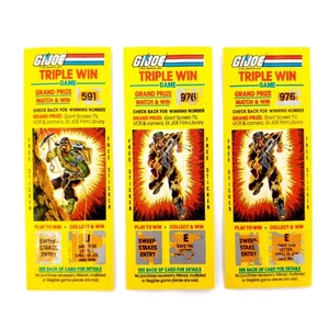 Vintage 1985 GI Joe Triple Win Rubbellose Aufkleber Kratzer 3 Stück - Bild 1 von 2