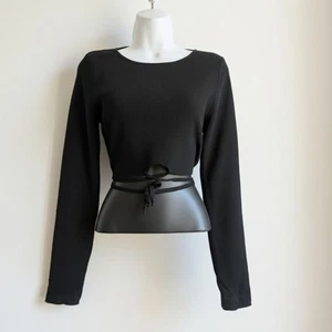 Cropped Black Sweater Long Sleeve Flirty Edgy Chic Streetwear by Le Lis Sz M - Picture 1 of 8