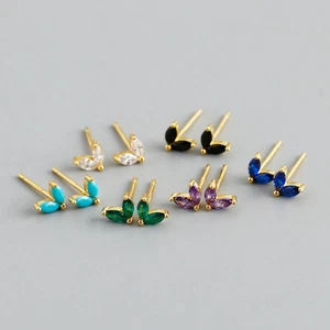 Crystal Earring Studs Cubic Zirconia Stud Sterling Silver Ear Piercing Girls 5mm - Picture 1 of 20