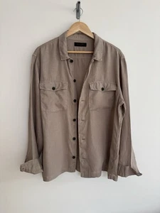 Allsaints “Penrose” 100% Linen Smart Overshirt Shirt Beige Chestnut XL - Picture 1 of 14