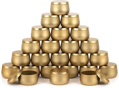 24 Piece Candle Tin 4 oz  Golden Color Candle Containers Candle Jars for Candles - Image 1 of 4
