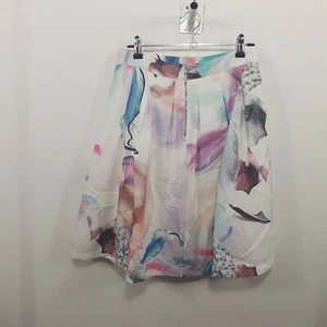 Dotti Abstract Paint Pleat Flared Skirt Sz 10 - Picture 1 of 6