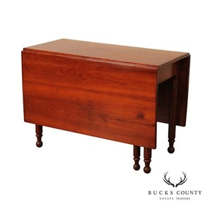 Antique American Sheraton Style Cherry Drop Leaf Dining Table - Picture 1 of 12