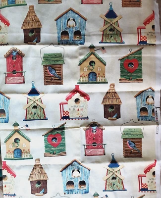 VTG Canvas 46"l X 56"w "Home Sweet Home" Cyrus Clark  1996 Teflon Up Bird Houses - Image 1 of 4