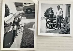 1960s Honda Motorcycle Men Car Snapshot Black White Photos Vintage Lot Of 2 (68) - Picture 1 of 7