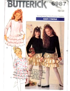 Butterick Easy Schnittmuster 6987 Mädchen Kleid Gr. 12-14 1988 Vintage ungeschnitten - Bild 1 von 2