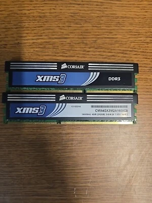 Kit of 2 Corsair CMX8GX3M4A1600C9 XMS3 4GB (2x2GB) DDR3-1600 PC3-12800 RAM - Image 1 of 3