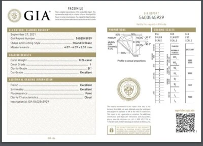 Natural Loose Diamond 0.26 Ct GIA I/SI1 Round Brilliant 4 MM SEE VIDEO NOW - Image 1 of 3
