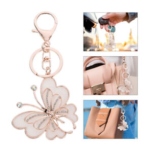  Pink Alloy Butterfly Keychain Lovers Bling Butterflies Handbag Charms