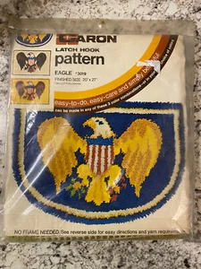 New Vintage CARON Latch Hook Pattern EAGLE #3019 20" x 27" Cotton Canvas - Picture 1 of 8