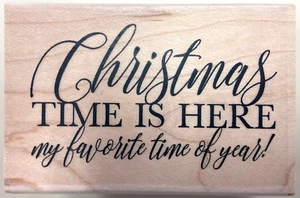 Impression Obsession "Christmas Time is Here" Wood Mounted Stamp D14801 - Picture 1 of 1